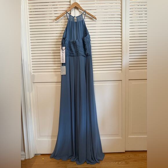 NWT NEW LEVKOFF Bridesmaid Dress Style 7001 Slate Chiffon - Picture 7 of 8